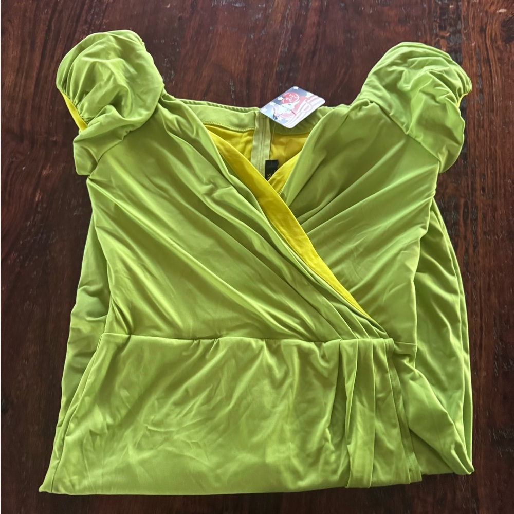Laura byrnes pin-up girl clothing Michaela dress nwt XL chartreuse (rare) - Picture 5 of 5